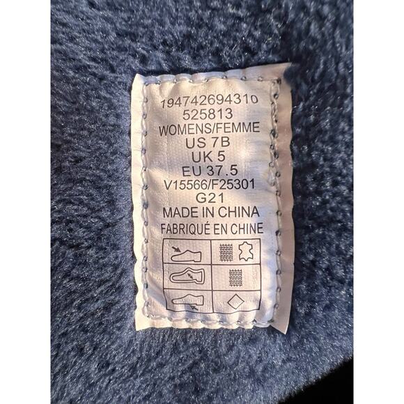 LANDS END NAVY BLUE SUEDE & FABRIC FLEECE LINED MID CALF SNOW BOOT FRONT ZIP 7 B - Picture 8 of 8